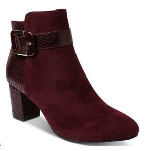 NWT Karen Scott Burgundy Suede Block Heel Ankle Boot